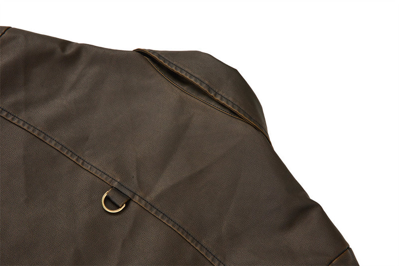 Men's Vintage Punk Multi-Zip PU Leather Moto Jacket – Distressed Brown