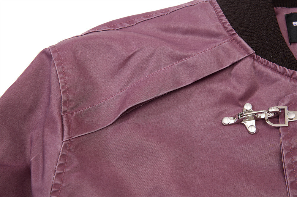 Bomber Jacket for Men – Washed Oversized Fit with Metal Clasp & Pleated Sleeves