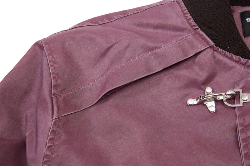 Bomber Jacket for Men – Washed Oversized Fit with Metal Clasp & Pleated Sleeves