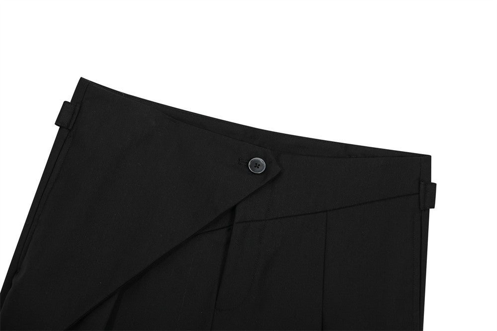 Wide-Leg Pleated Trousers with Wrap Waist Detail