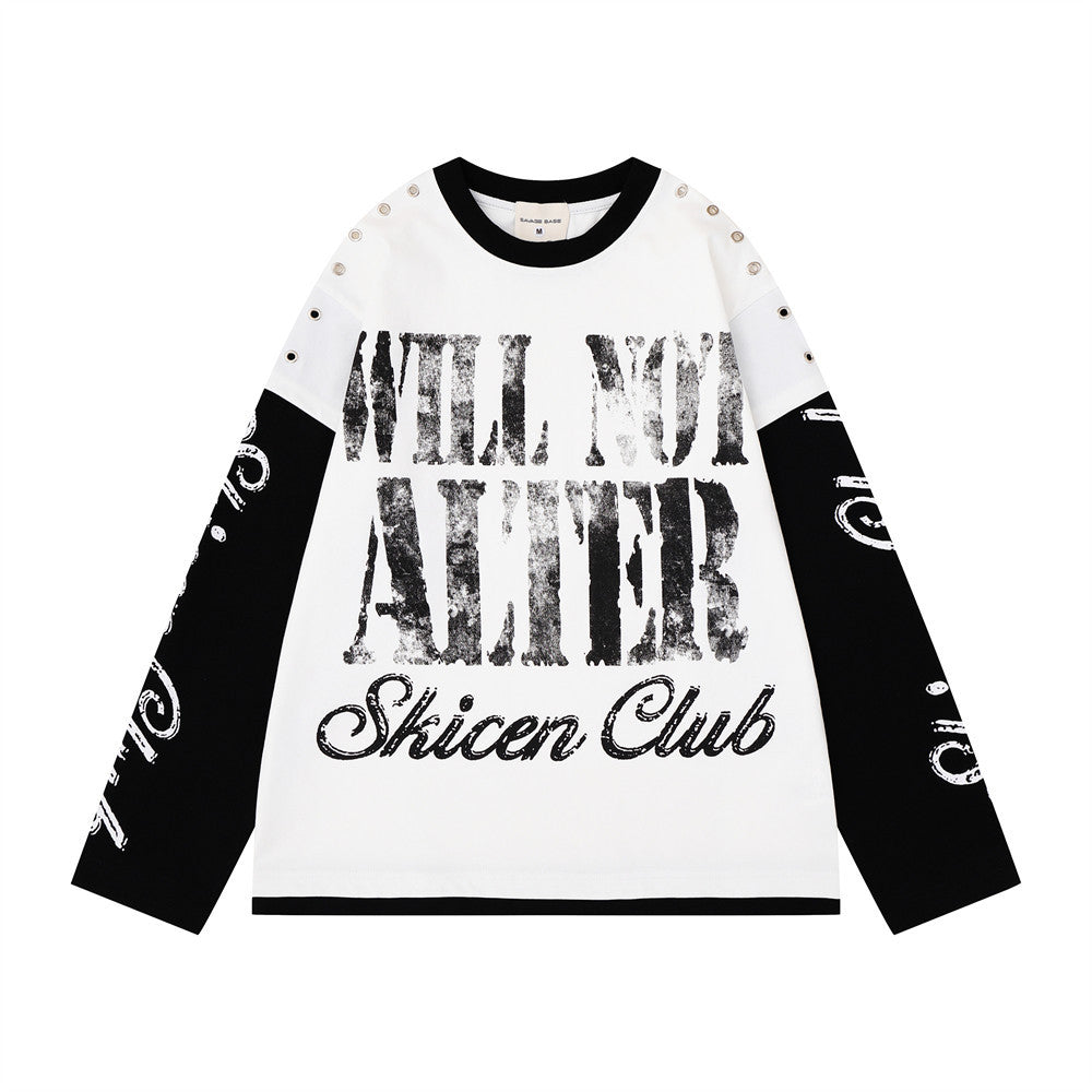 Men's Long Sleeve Colorblock Graphic Tee – Will Not Alter Skicen Club Print with
