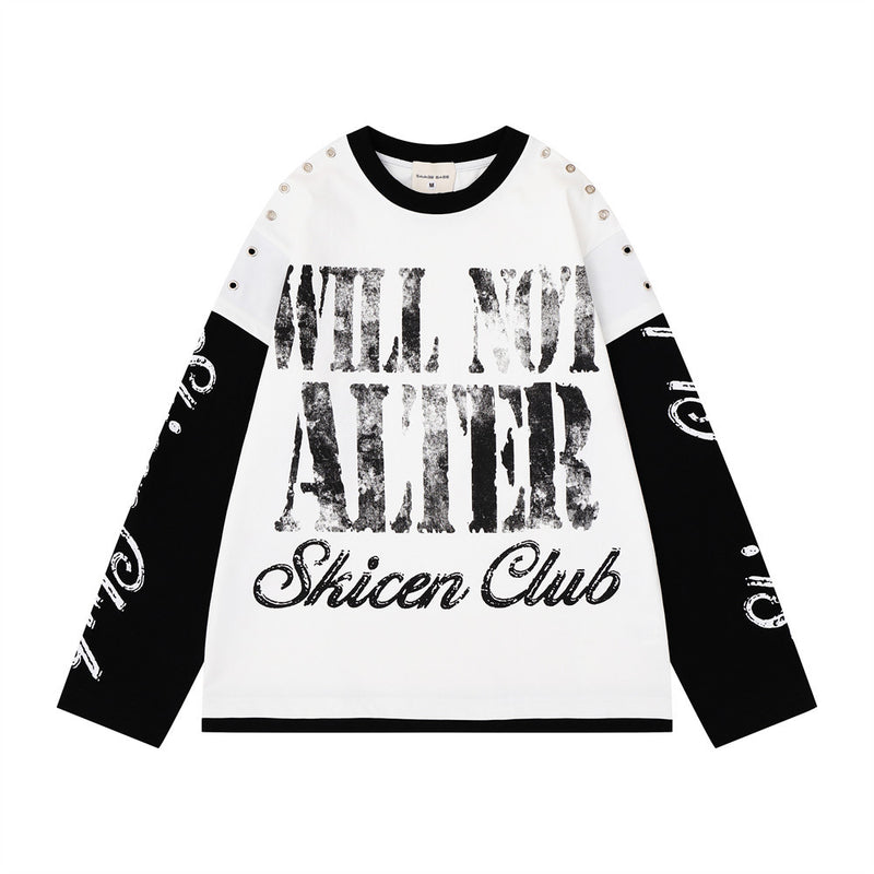 Men's Long Sleeve Colorblock Graphic Tee – Will Not Alter Skicen Club Print with