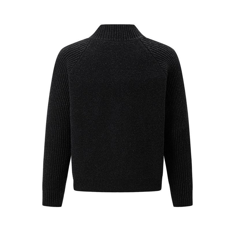Mock Neck Knit Cardigan Sweater with Toggle Buttons