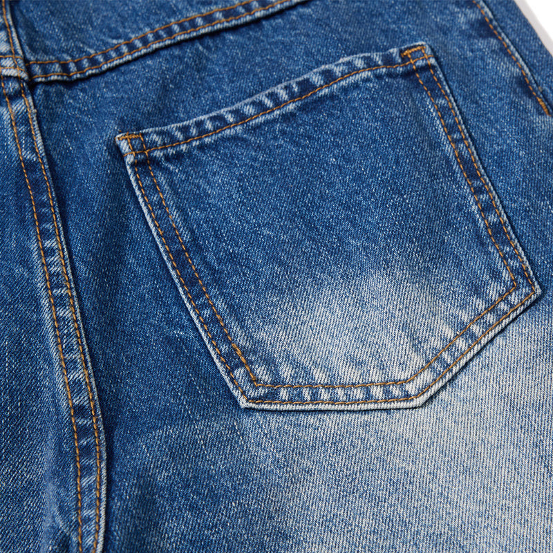 Herren Vintage-Washed-Wide-Leg-Flare-Jeans – Entspannte Passform, Used-Denim
