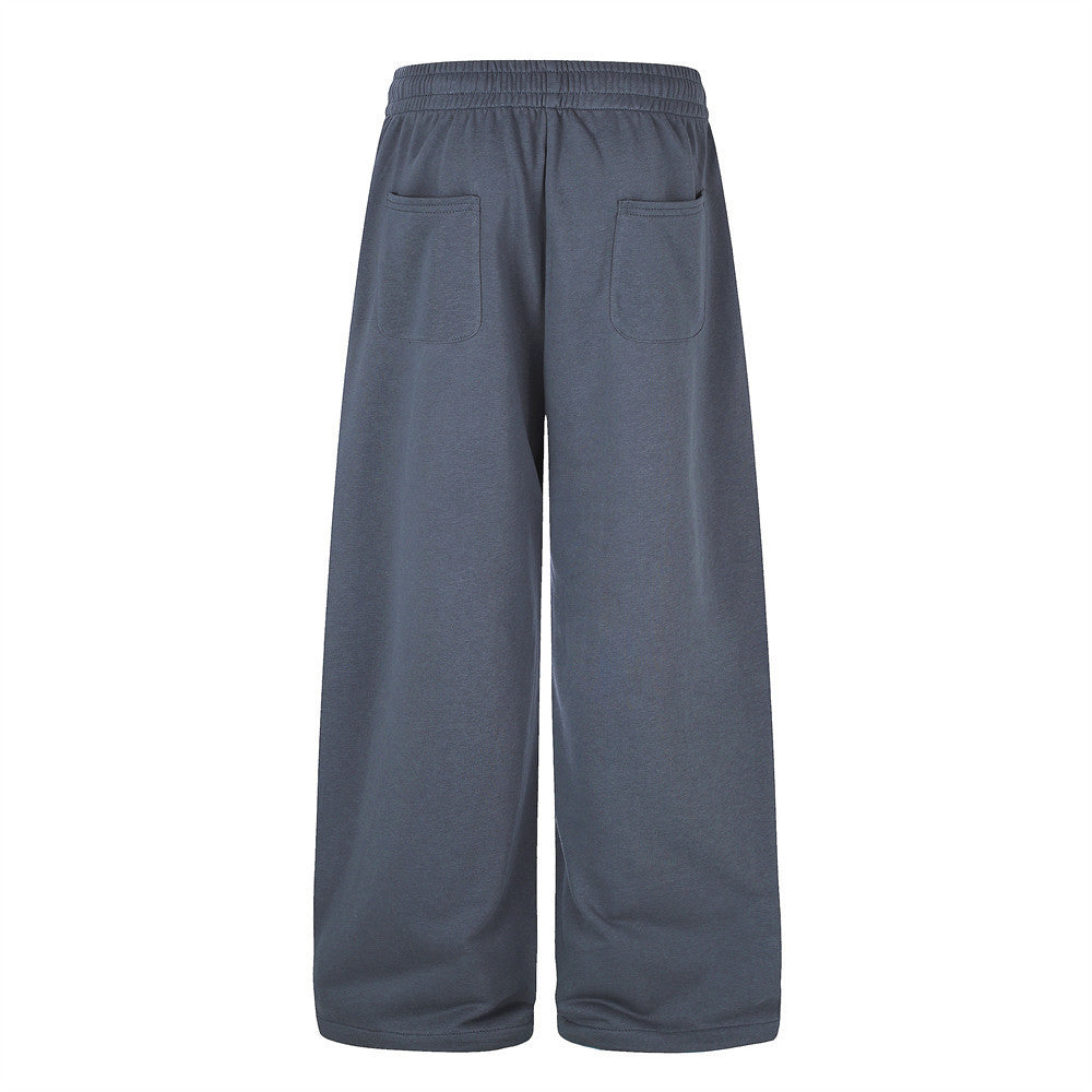 Pantalon de survêtement à jambes larges avec imprimé script oversize – Coupe droite décontractée casual