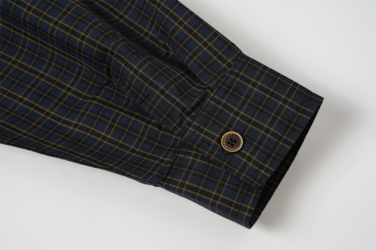 Chemise en flanelle à carreaux bleus – Coupe décontractée, manches longues et boutonnage