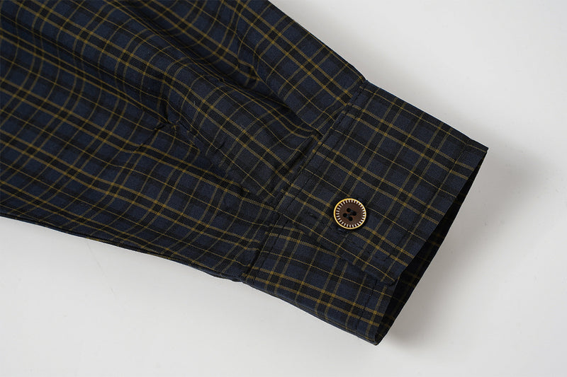 Chemise en flanelle à carreaux bleus – Coupe décontractée, manches longues et boutonnage
