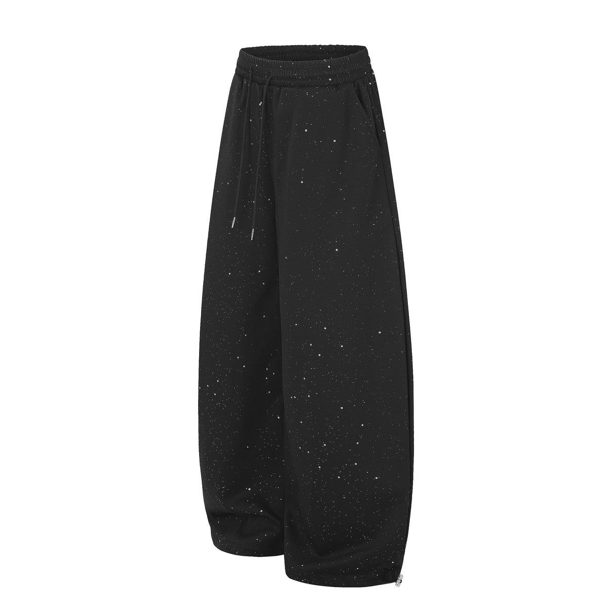 Wide-Leg Sweatpants with Glitter Speckle Fabric & Script Graphic
