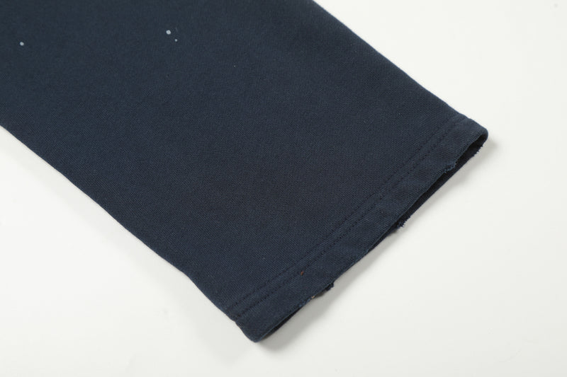 Distressed-Zip-Hoodie mit goldenem Wappenprint – Navy