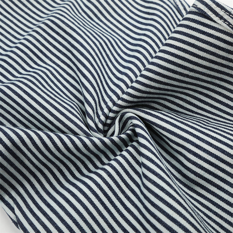 Striped Wide-Leg Barrel Jeans with Contrast Denim Pockets