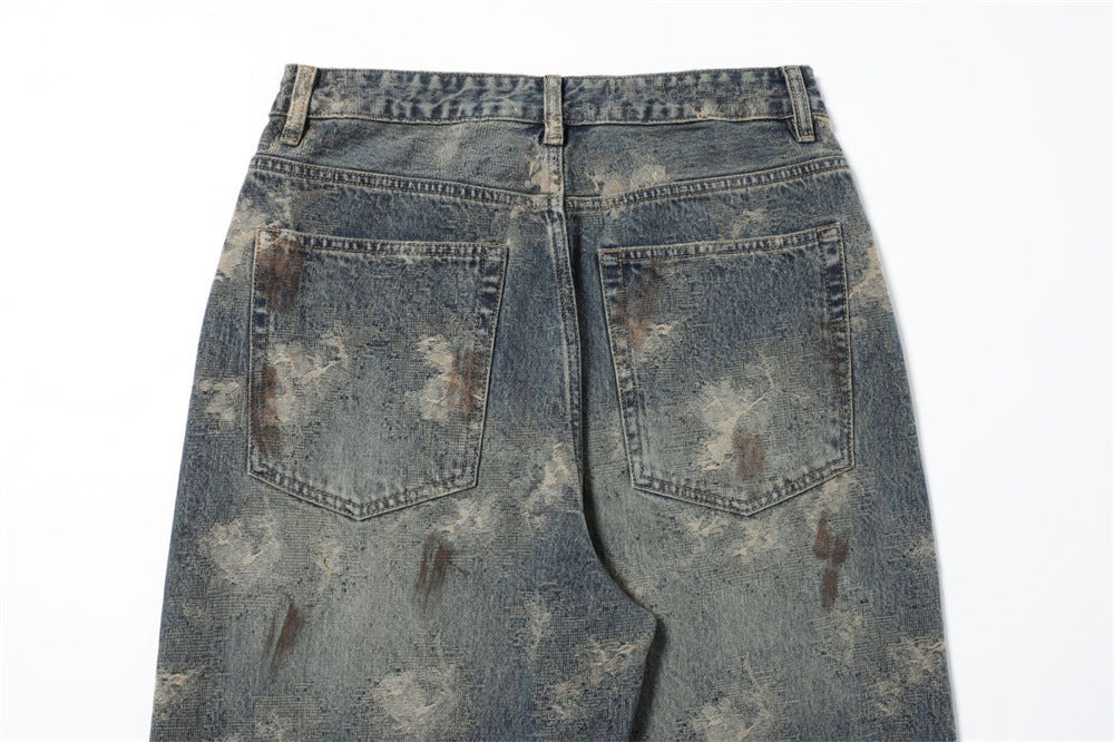 Wide Leg Jeans Mens Distressed Vintage Grunge Baggy Denim Pants