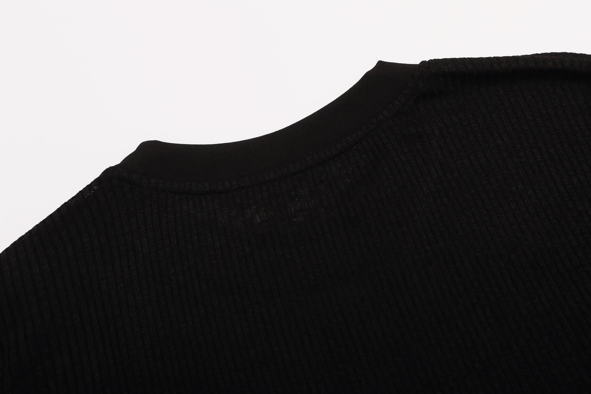 Camiseta de Manga Larga con Gráfico – Estampado de Banda Punk, Cuello Redondo y Punto Waffle