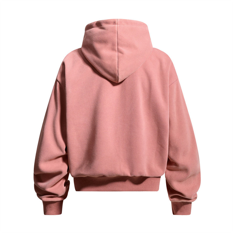Punk Vintage Graphic Zip-Up Hoodie – Oversized Distressed Print Fleece