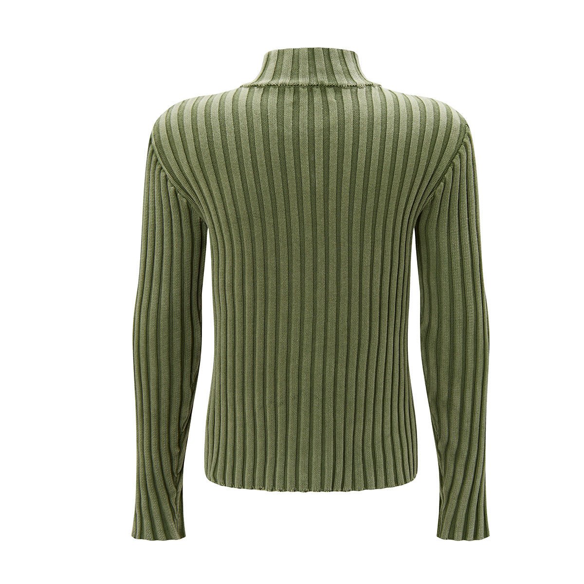 Ribbed Knit Mock-Neck Full-Zip Cardigan Sweater with Lightning Bolt Embroidery
