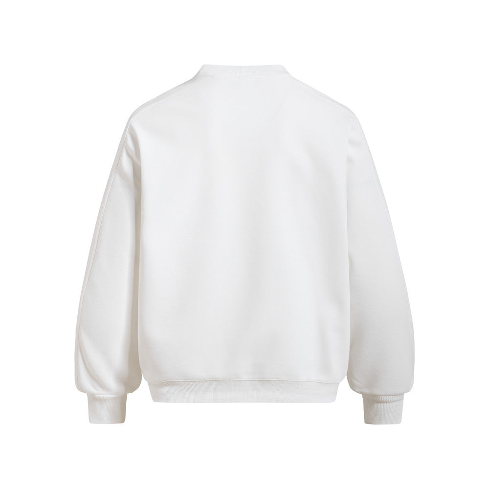 Oversized Crew Neck Sweatshirt with Contrast Sleeve Piping