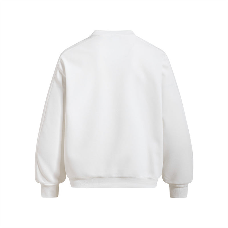 Oversized Crew Neck Sweatshirt with Contrast Sleeve Piping