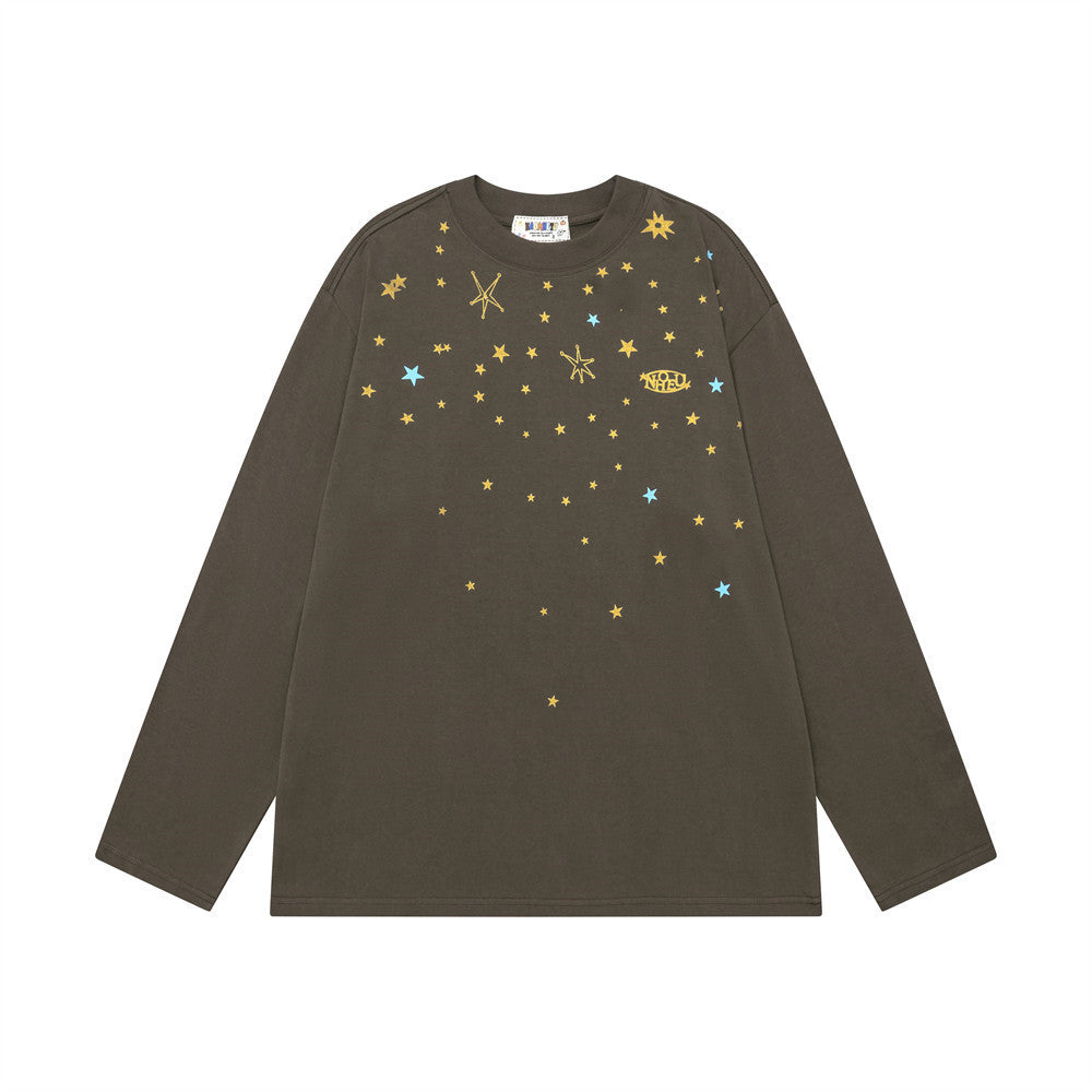 Camiseta de manga larga oversize con estampado de estrellas – Top urbano de corte relajado