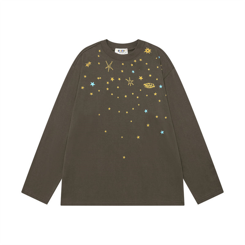 Camiseta de manga larga oversize con estampado de estrellas – Top urbano de corte relajado