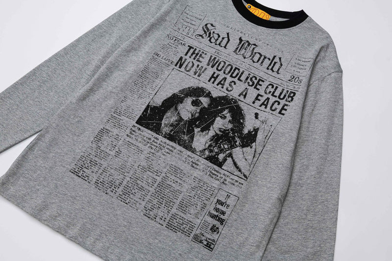 T-shirt à manches longues avec imprimé journal – Motif rock Sad World