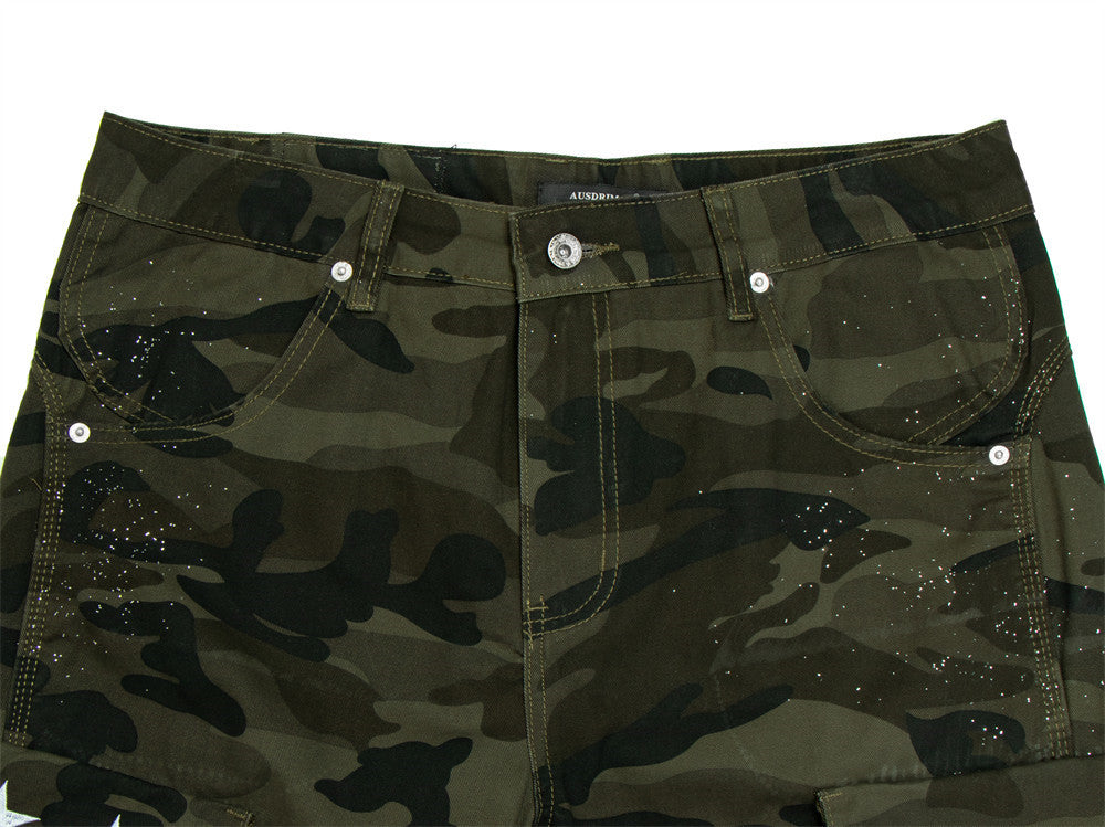 Baggy Green Cargo Pants – Wide-Leg Camo Multi-Pocket Streetwear Trousers