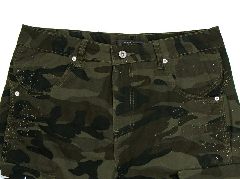 Baggy Green Cargo Pants – Wide-Leg Camo Multi-Pocket Streetwear Trousers