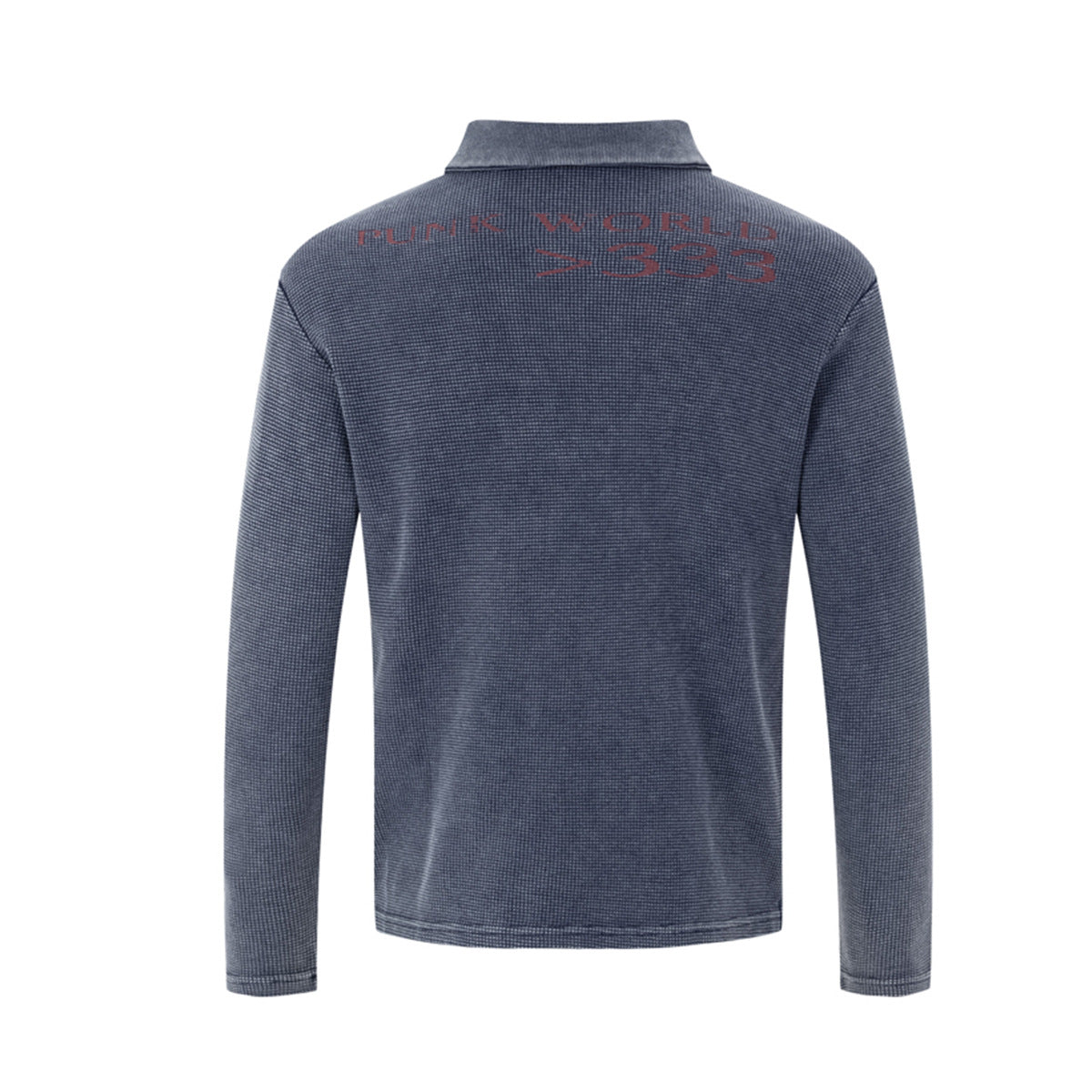 Polo manches longues – T-shirt graphique de créateur en maille gaufrée délavée
