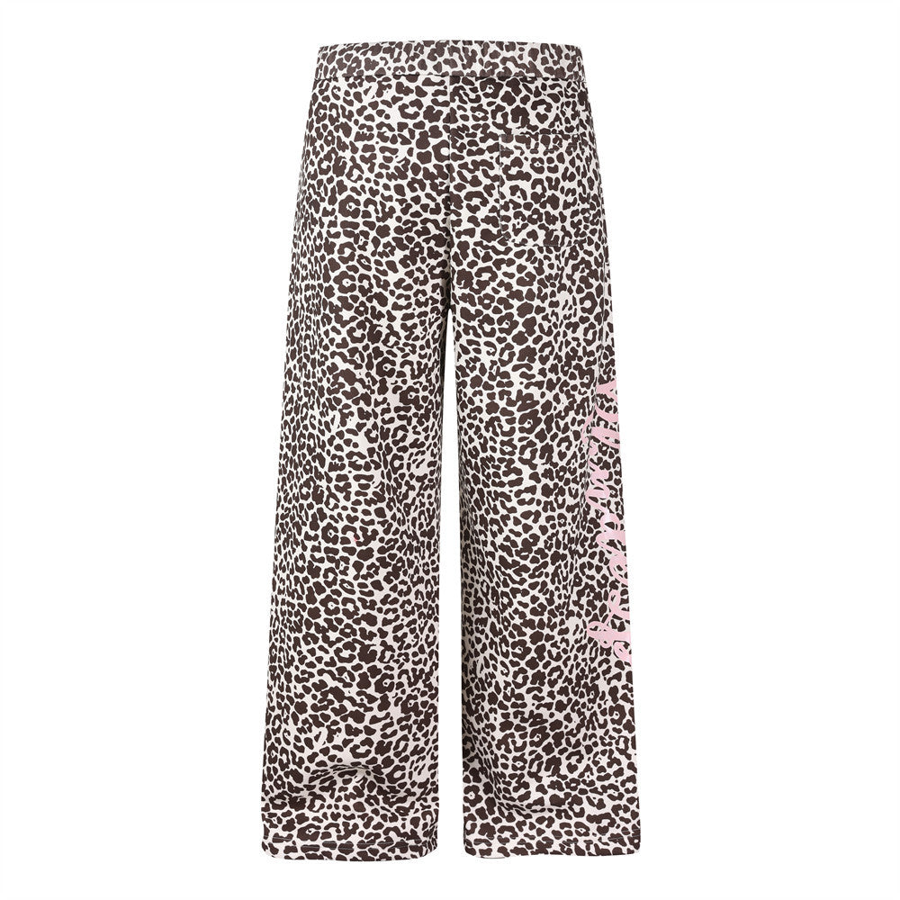 Leopard Print Wide-Leg Sweatpants – Relaxed Fit Casual Trousers