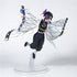 The Demon Slayer Shinobu Kocho Action Figure captures the character in a dynamic pose, featuring vivid purple hair and a butterfly-themed outfit with flowing cape. This high-quality 15cm collectible is elegantly mounted on a clear stand, perfect for any anime figure collection.