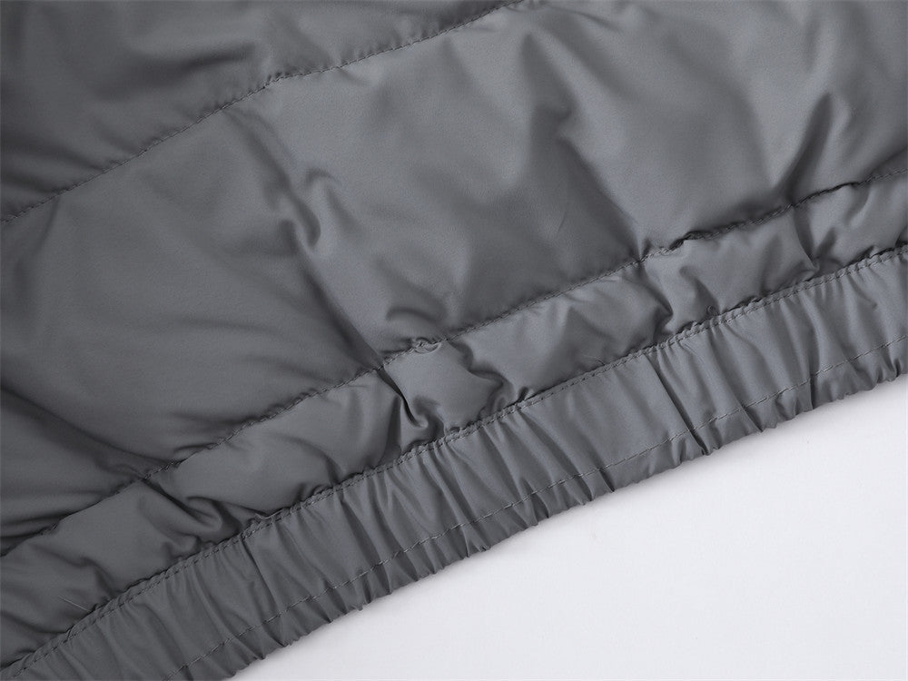 Herren-Hybrid-Pufferjacke mit Fleeceärmeln, Stehkragen und Doppelzipper