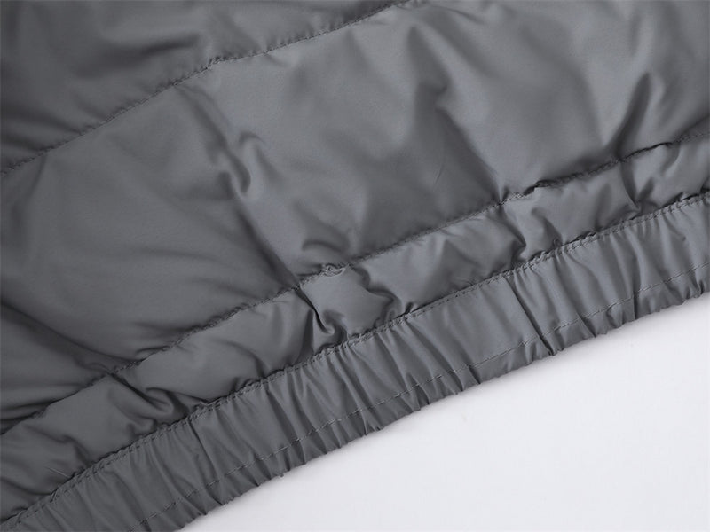 Herren-Hybrid-Pufferjacke mit Fleeceärmeln, Stehkragen und Doppelzipper