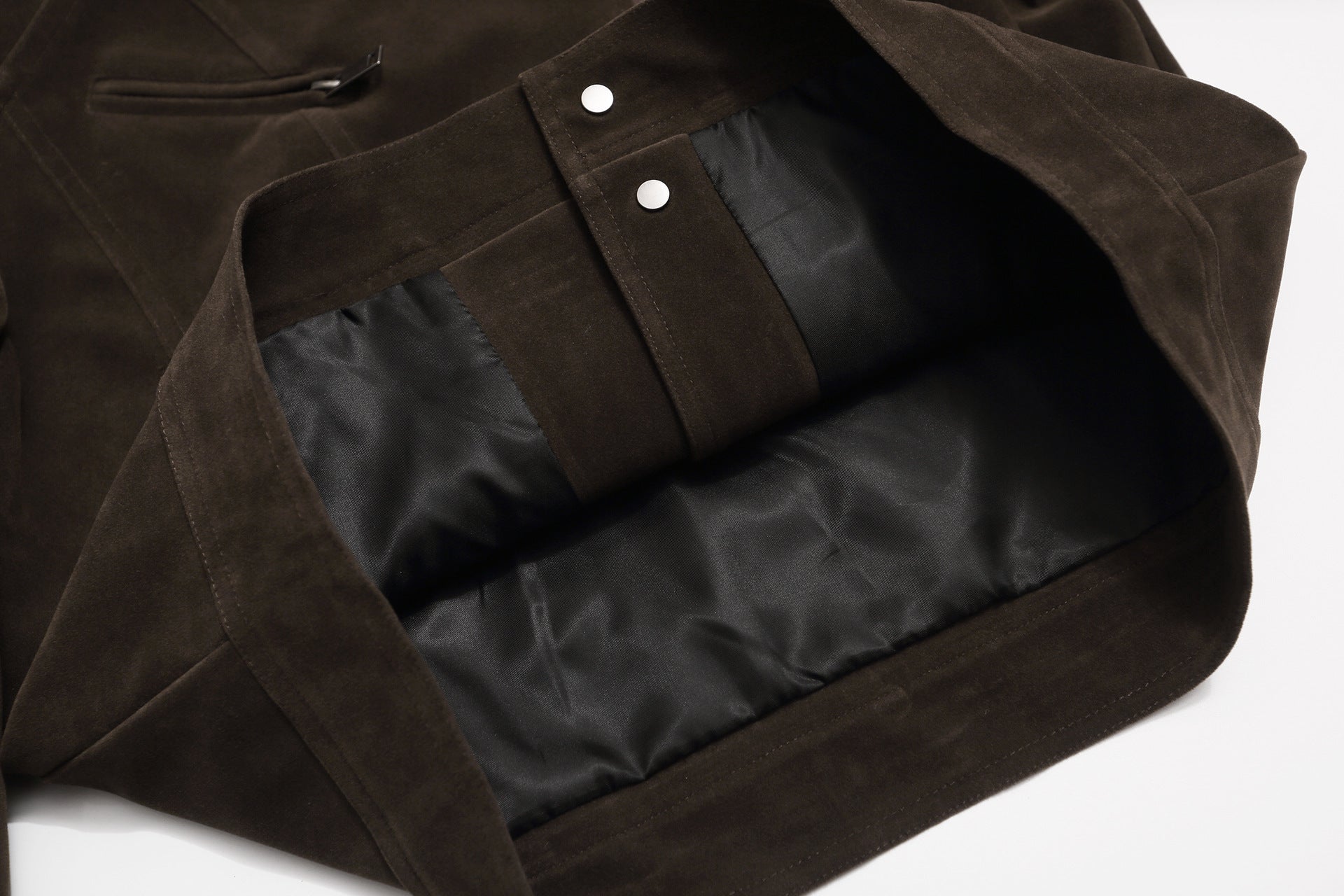Suede Moto Biker Jacket – Cropped Stand Collar Asymmetric Zip