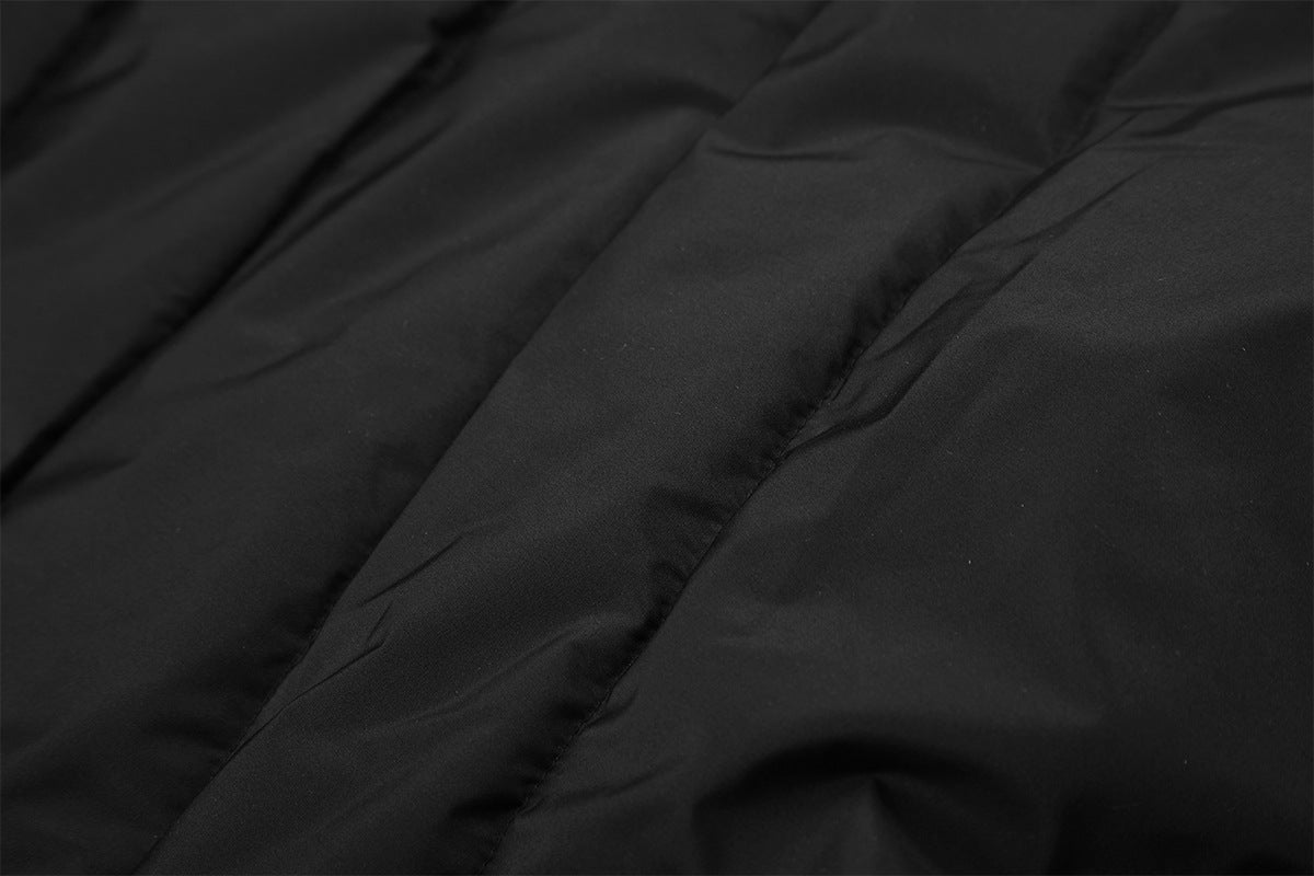 Puffer Bomber Jacket with Faux Fur Hood – Diagonal Quilted Short Winter Coat