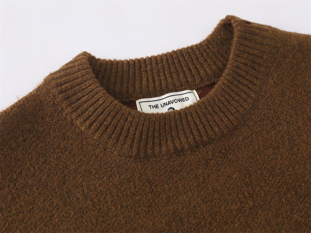 Men's Mock Neck Sweater with Lamb Flocked Graphic – Relaxed Fit Knit