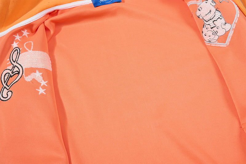 Sweat à capuche graphique bleu marine – Sweat cropped zippé avec écusson chien cartoon