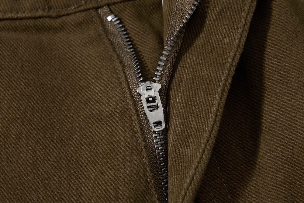 Men's Deconstructed Flare Cargo Pants with Ruched Pockets & Zip Detail
