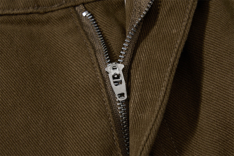 Men's Deconstructed Flare Cargo Pants with Ruched Pockets & Zip Detail