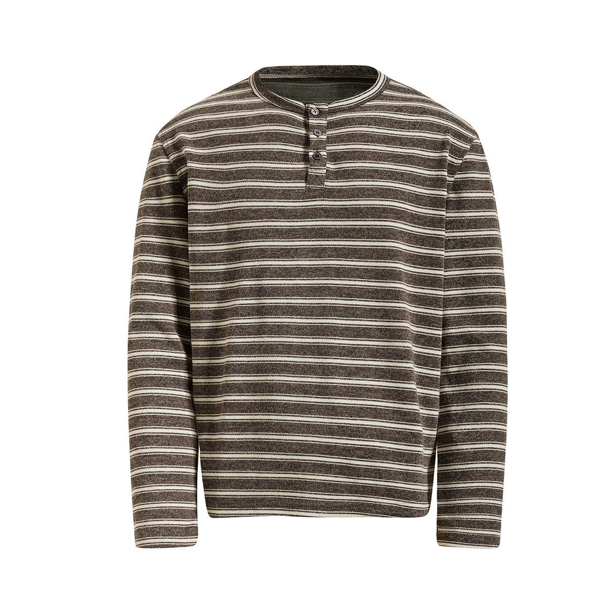 Men's Striped Henley Long-Sleeve Shirt – Vintage American Lazy Style