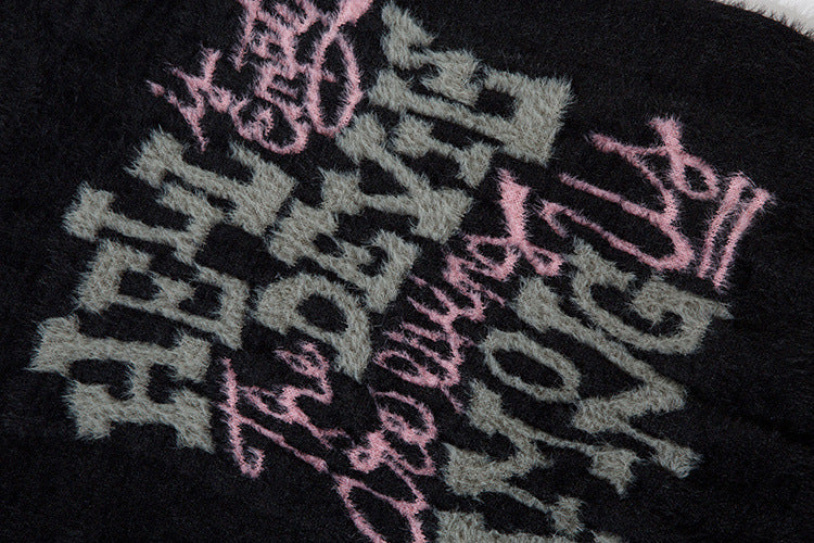 Pull oversize en maille jacquard à lettrage – Hell Is Empty, motif graffiti