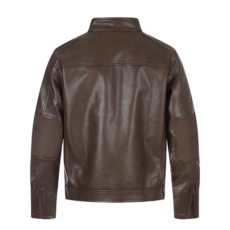 Veste biker moto homme en similicuir PU – Veste streetwear zippée à col montant