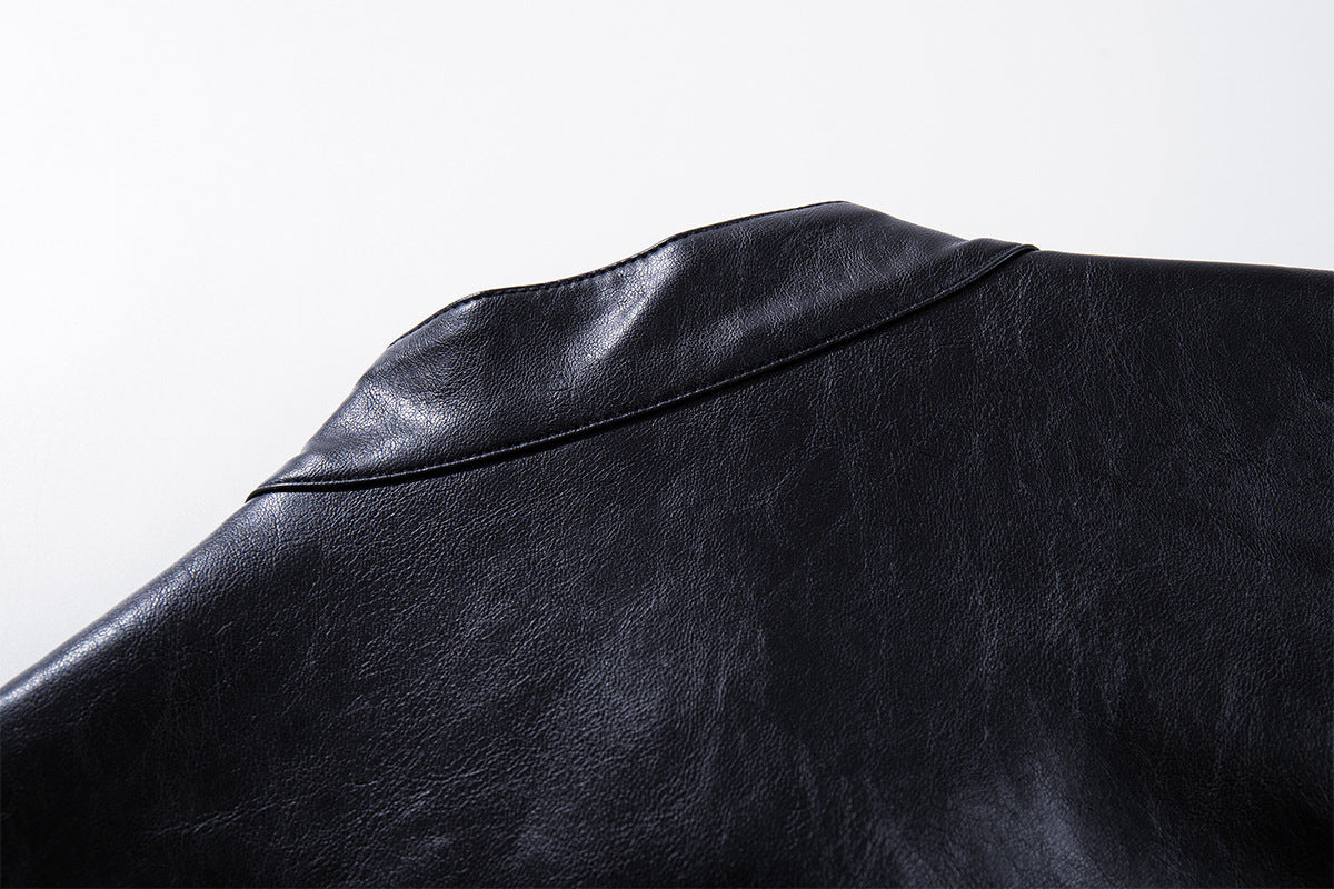 Men's Black Faux Leather Moto Jacket – Relaxed Fit Biker Style