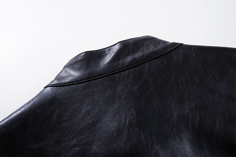 Men's Black Faux Leather Moto Jacket – Relaxed Fit Biker Style