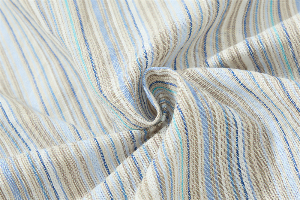 Close-up of gathered striped shirt fabric texture