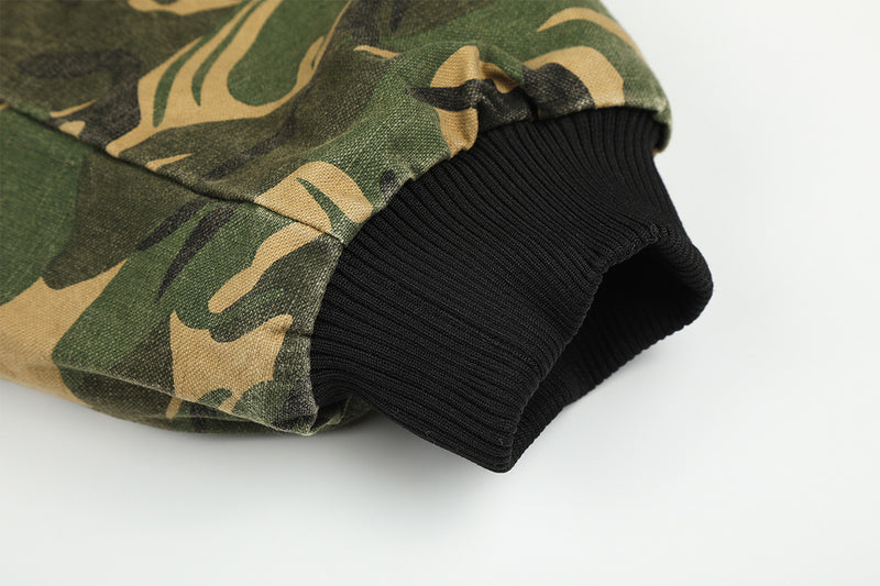 Camo Padded Bomber Jacket – Hooded MA-1 Flight Jacket with Grommet Detail