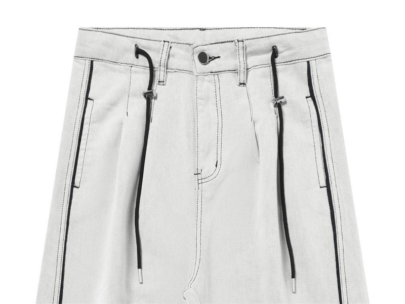 Wide-Leg Jeans Men's Deconstructed Contrast Stitch Baggy Denim Pants