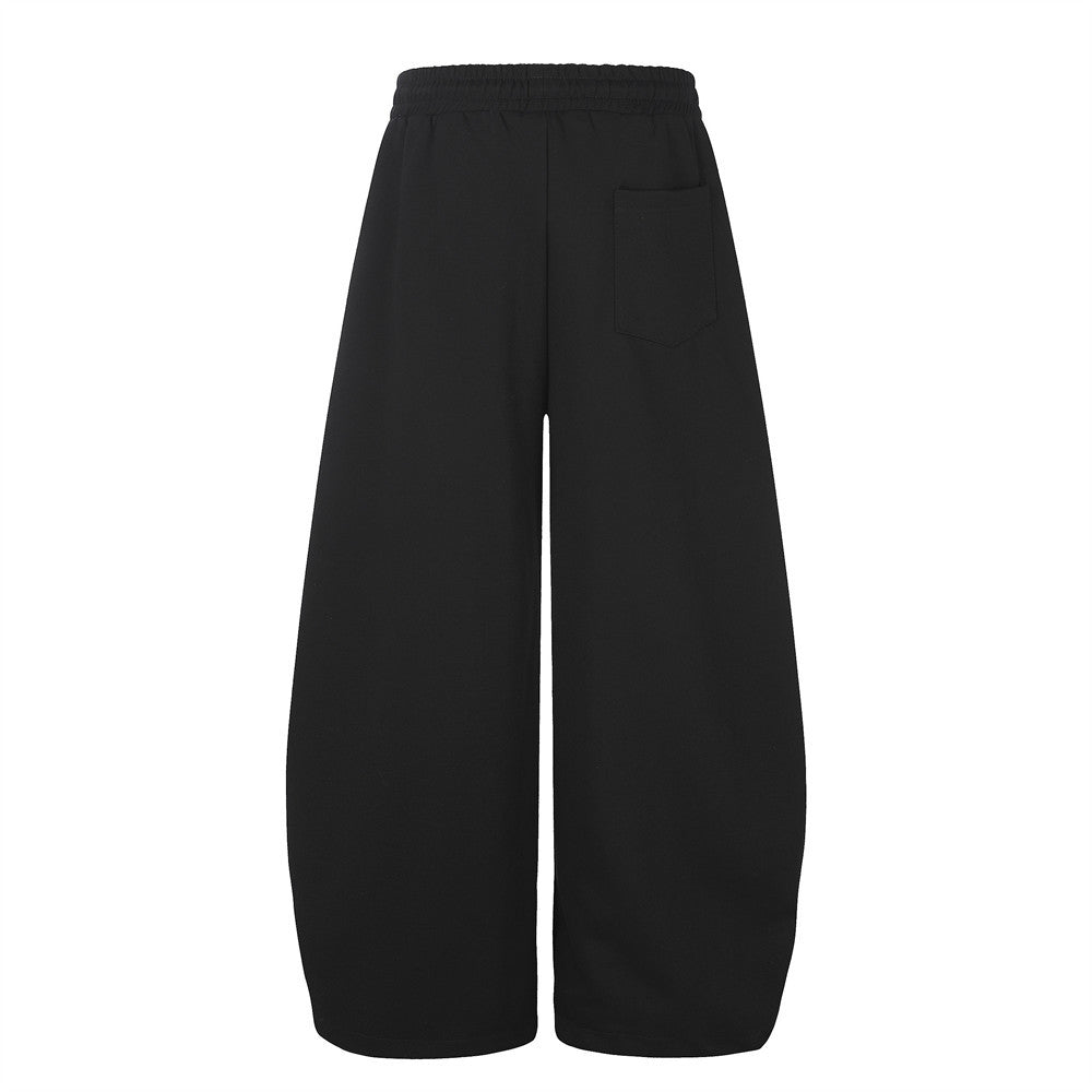Wide-Leg Sweatpants with Square Stud Embellishments and Drawstring Waist