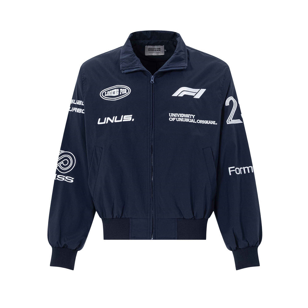 Veste zippée brodée F1 Racing – Bomber homme style sport automobile