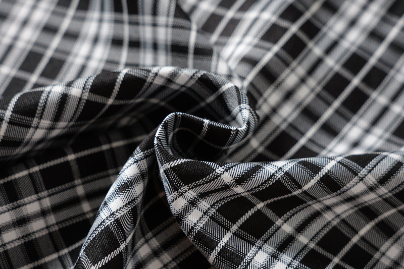 Designer Long Sleeve Shirt – Plaid Studded 'LUCK' Star Graphic, Relaxed Fit