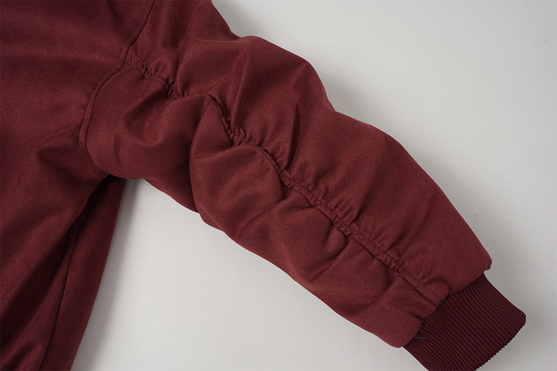 Bomber en suédine avec capuche en fausse fourrure – Manteau d’hiver oversize