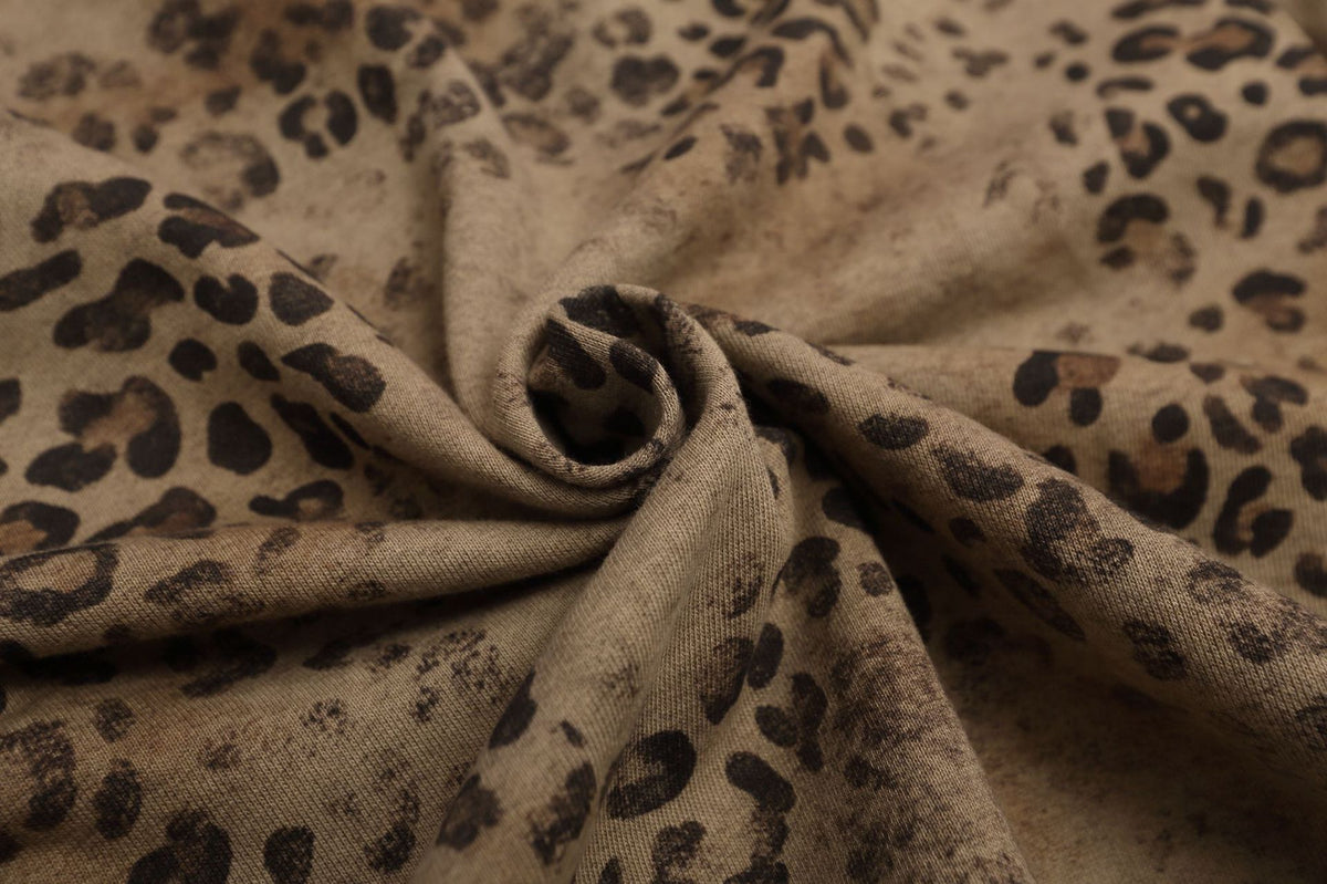 Leopard Print Zip-Up Hoodie – Vintage Distressed Rhinestone Studded Oversized