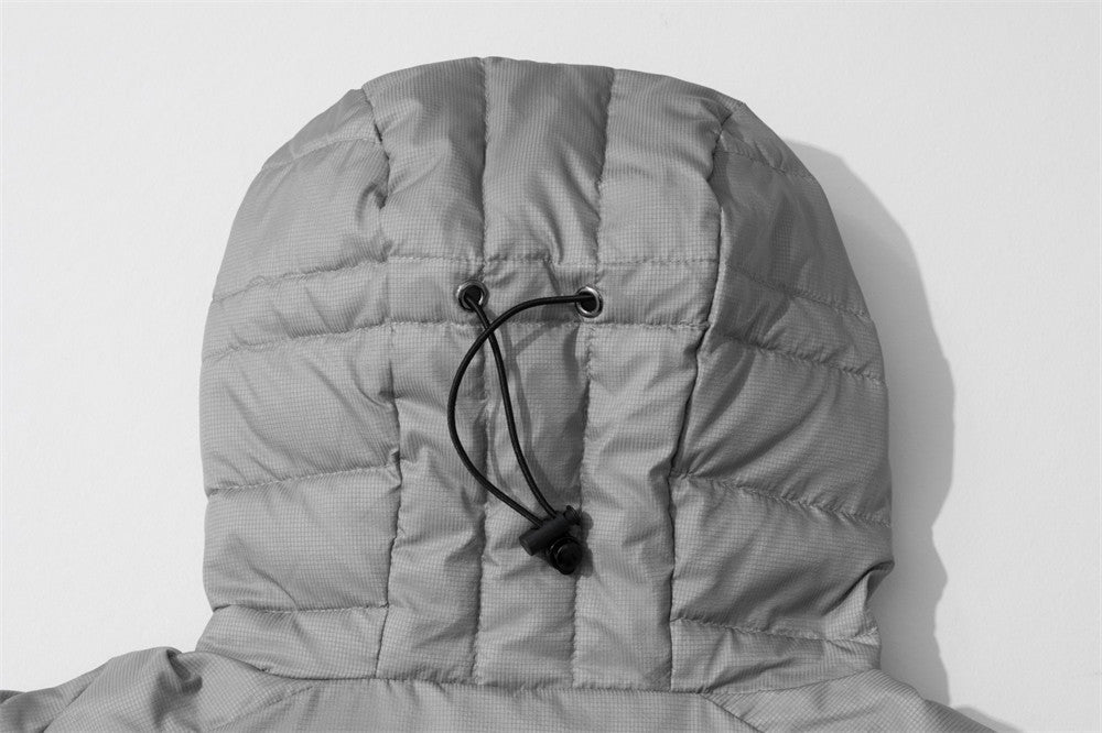 Men's Hooded Puffer Jacket – Zip-Up Quilted Down Coat with Multi-Pocket Design
